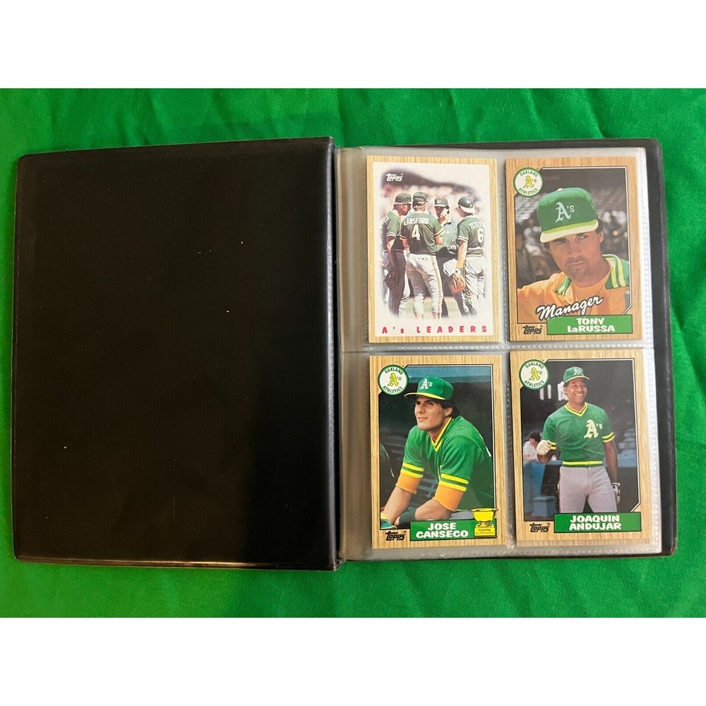Oakland A's 1987 Topps Team Set with 40 card collector album.